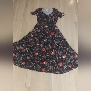 Vintage Laura Ashley Black Floral Cotton Cottagecore Dress size 6